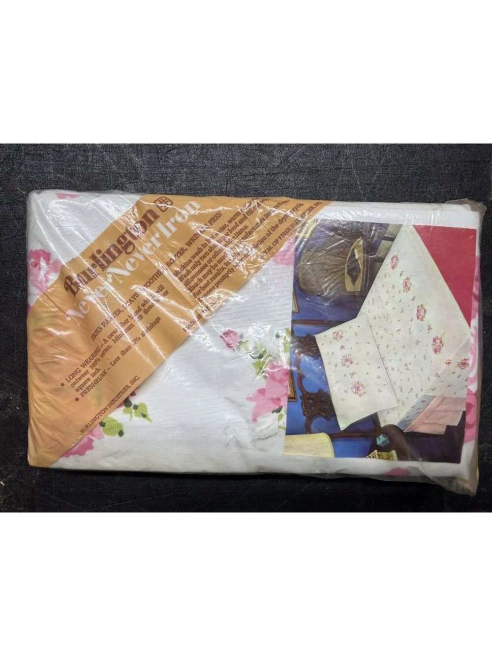 Vintage Burlington Never Never Iron 2 Standard Pillowcases Retro Floral Flower